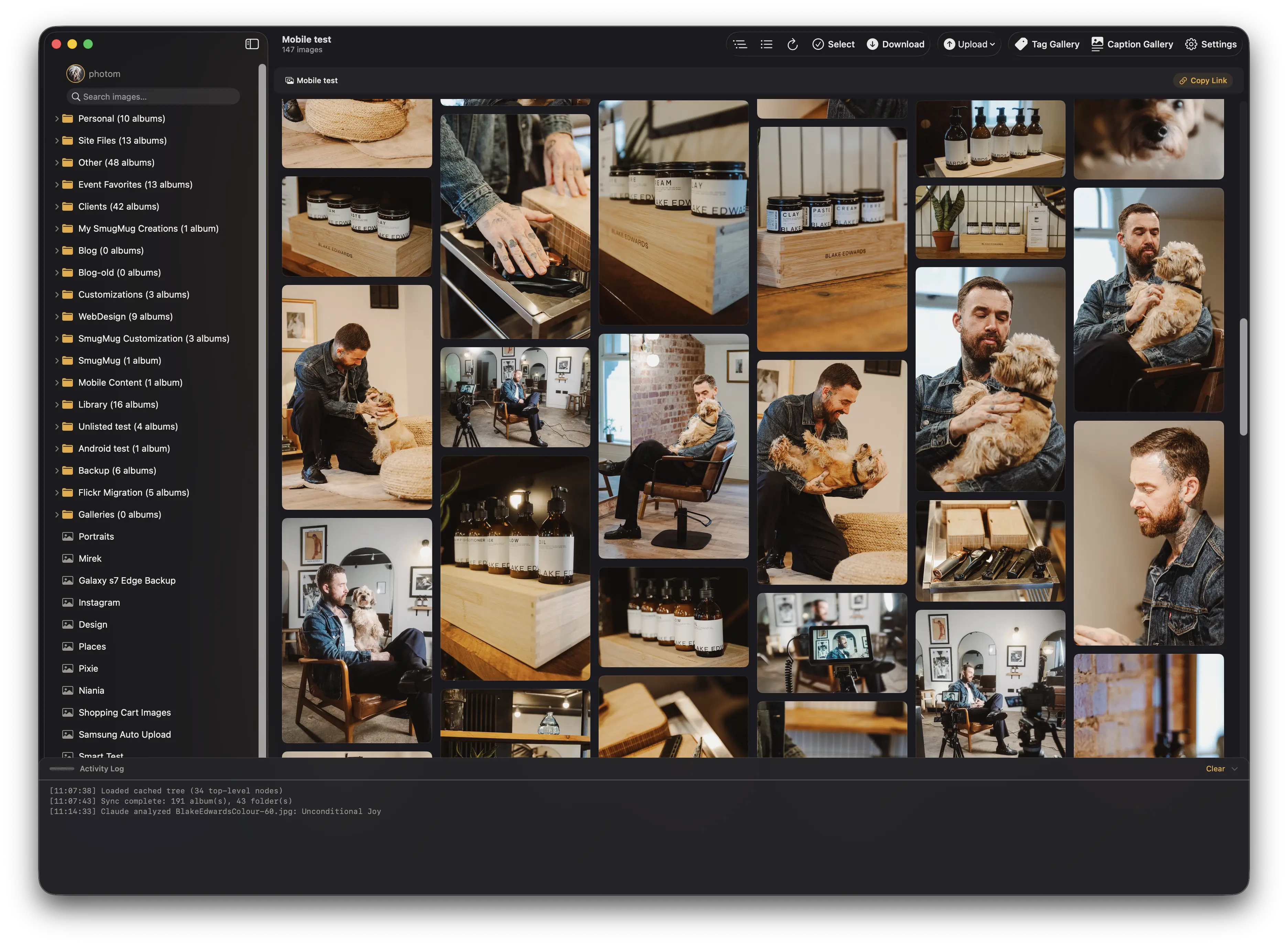 The Activity Log drawer open in Folio