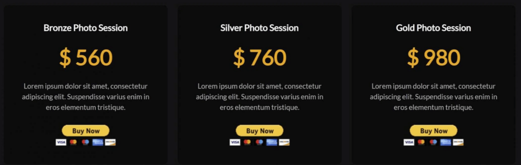 PayPal services pricing widget