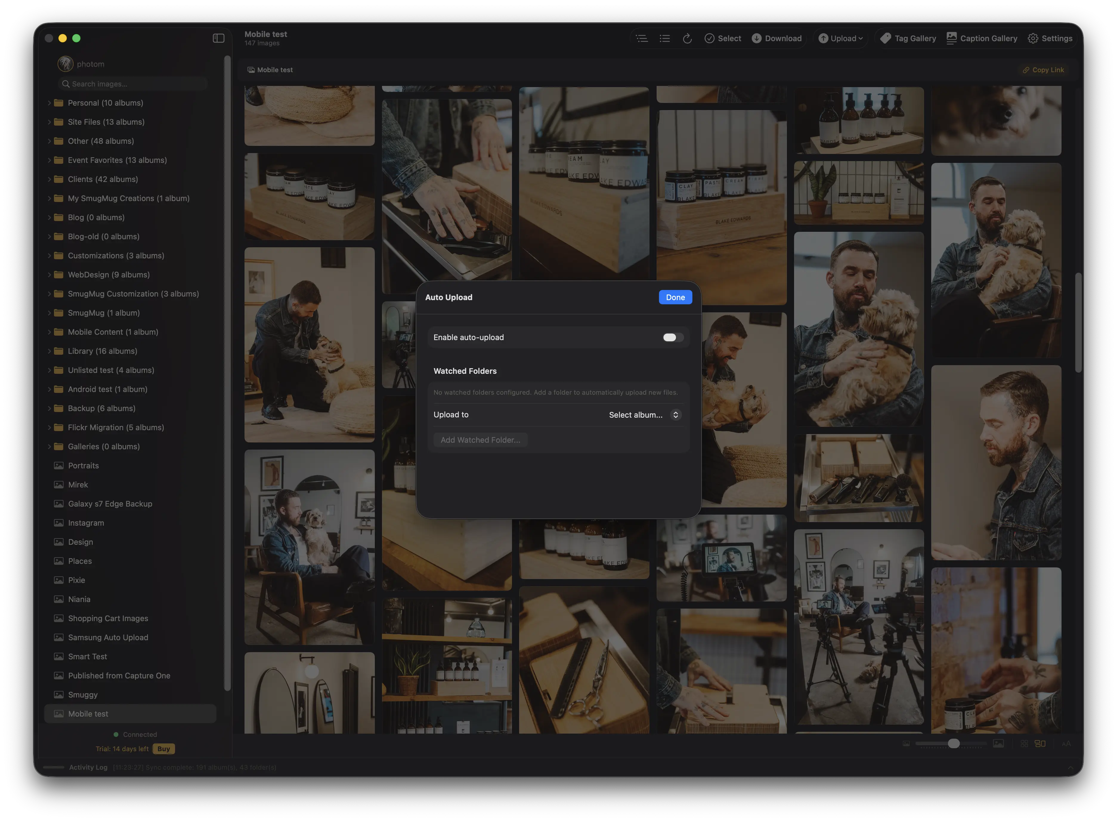 The Auto Upload settings panel