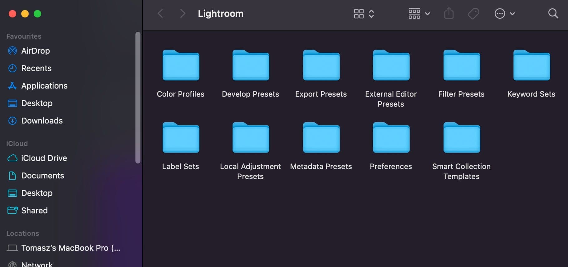 Lightroom application support folder