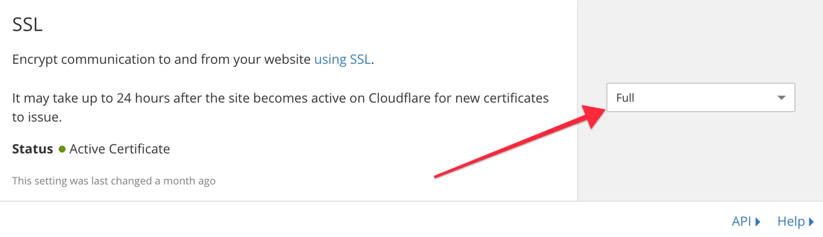 Cloudflare SSL/TLS settings panel